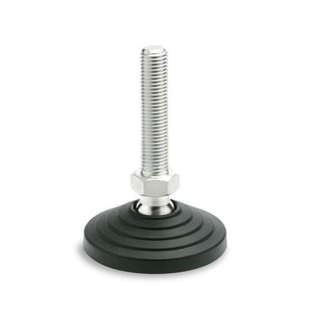 Otto Ganter ESD Levelling Feet Antistatic Plastic Threaded Stud Stainless Steel, GN 344.7